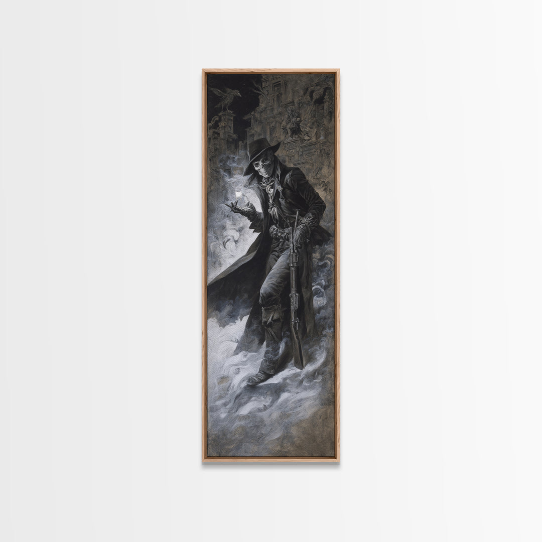 The Ghost Of The Witch Hunter, Surreal Apocalyptic Art, Tall Narrow Wall Art, Macabre Wall Art, Canvas Print, Halloween Wall Art