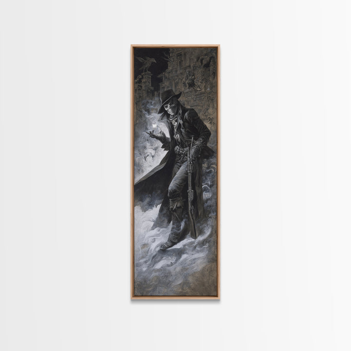 The Ghost Of The Witch Hunter, Surreal Apocalyptic Art, Tall Narrow Wall Art, Macabre Wall Art, Canvas Print, Halloween Wall Art
