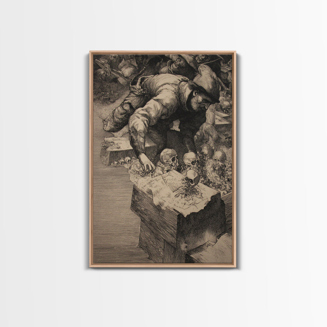 The Cemetery Beekeeper, Renaissance Engraving Art, Vertical Wall Art, Gothic Horror Wall Art, Canvas Print, Halloween Wall Art