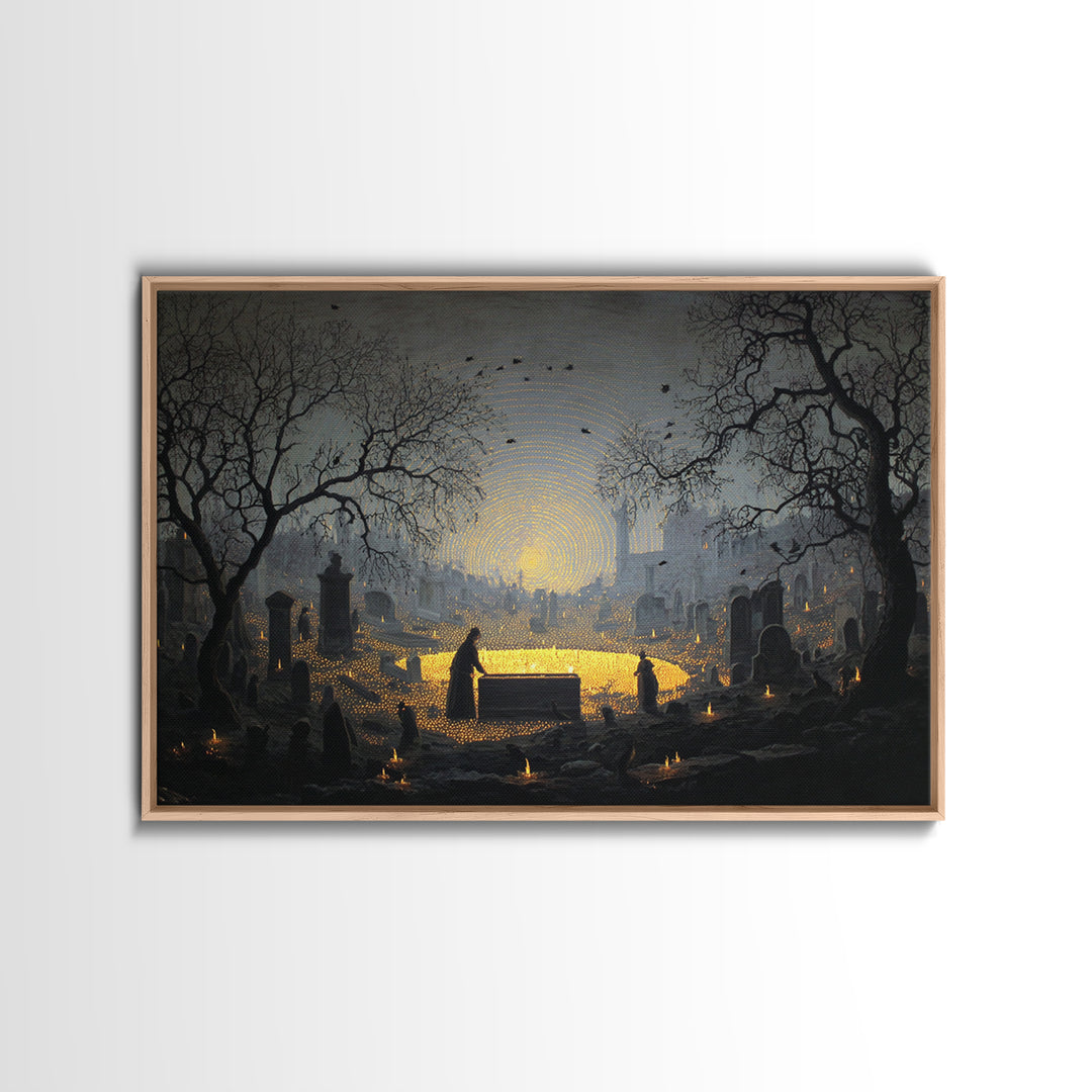 The Cemetery Beekeeper, Romantic Gothic Landscape, Landscape Wall Art, Macabre Wall Art, Framed Canvas Print, Halloween Wall Art