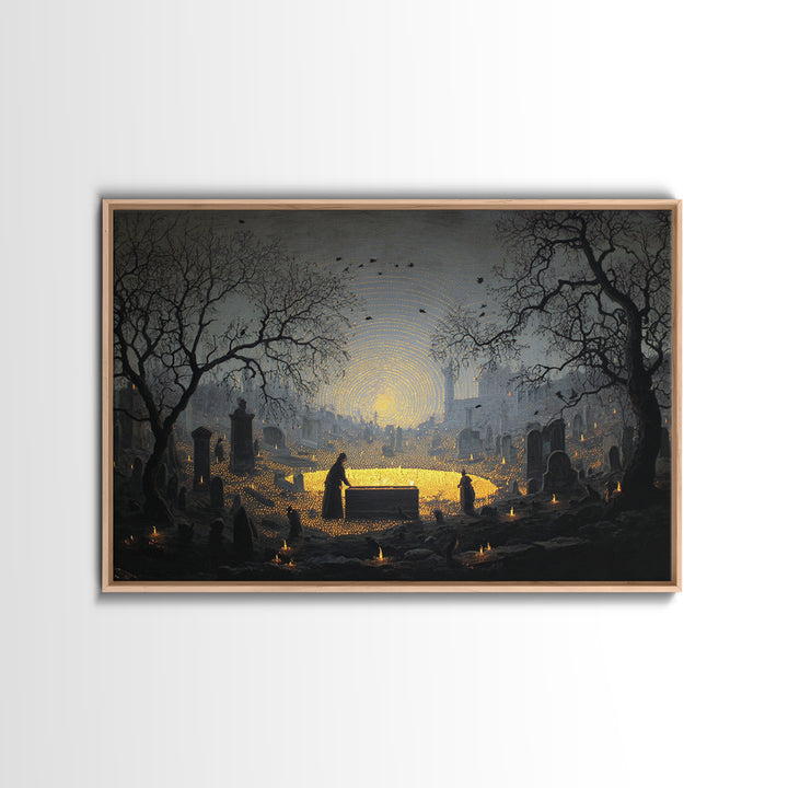 The Cemetery Beekeeper, Romantic Gothic Landscape, Landscape Wall Art, Macabre Wall Art, Framed Canvas Print, Halloween Wall Art