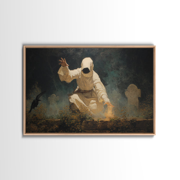 The Cemetery Beekeeper, Symbolist Gothic Landscape, Landscape Wall Art, Dark Fantasy Wall Art, Framed Canvas Print, Halloween Wall Art