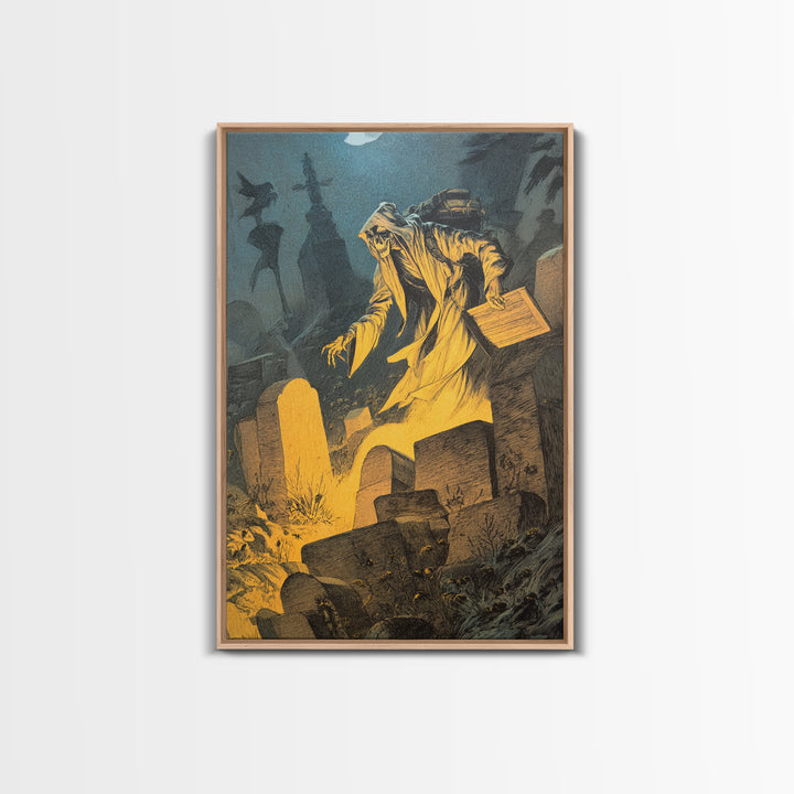 The Cemetery Beekeeper, Expressionist Nightmare Art, Vertical Wall Art, Dark Fantasy Wall Art, Canvas Print, Halloween Wall Art