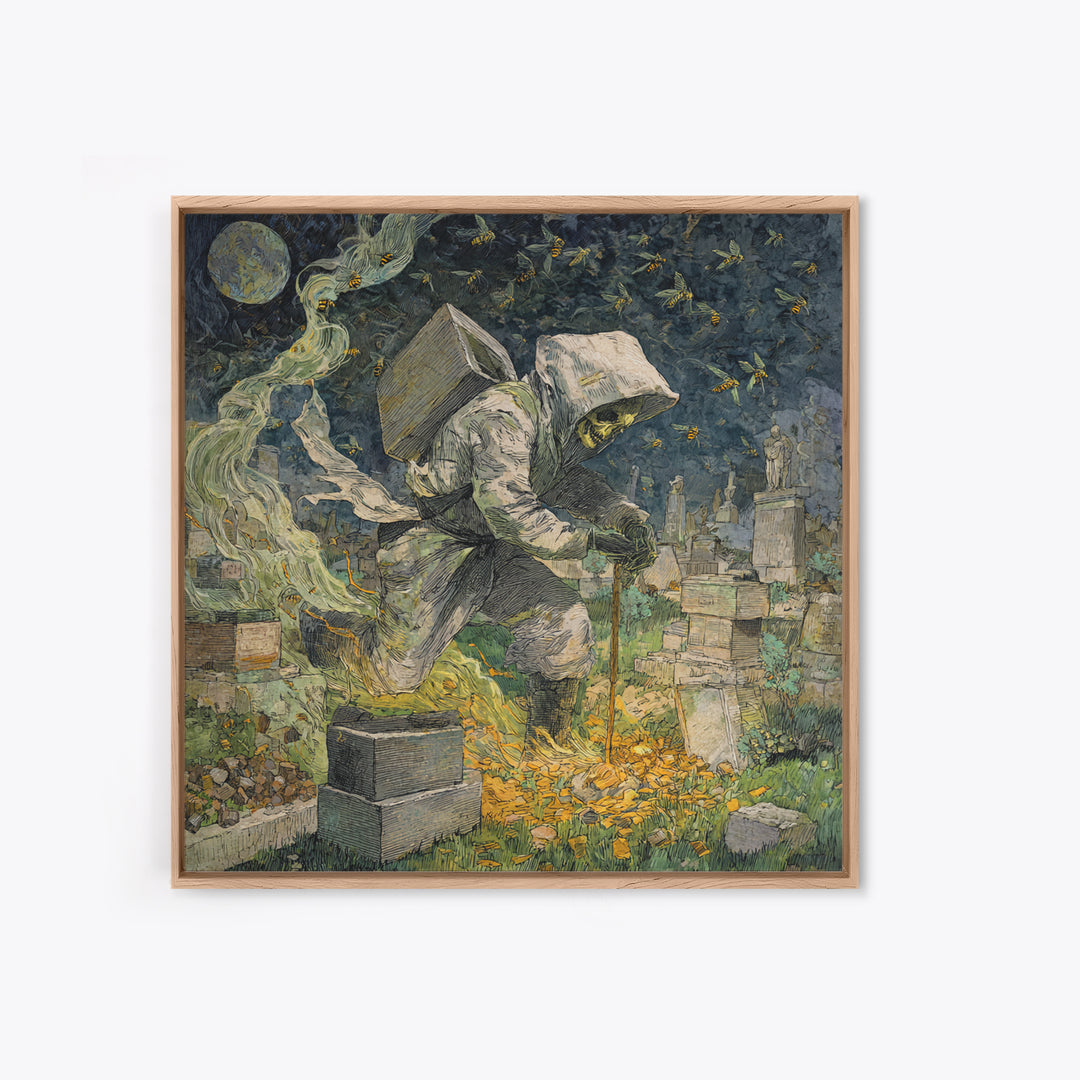 The Cemetery Beekeeper, Grotesque Carnival Art, Square Wall Art, Dark Halloween Decor, Canvas Print, Halloween Wall Art, Gothic Home Decor