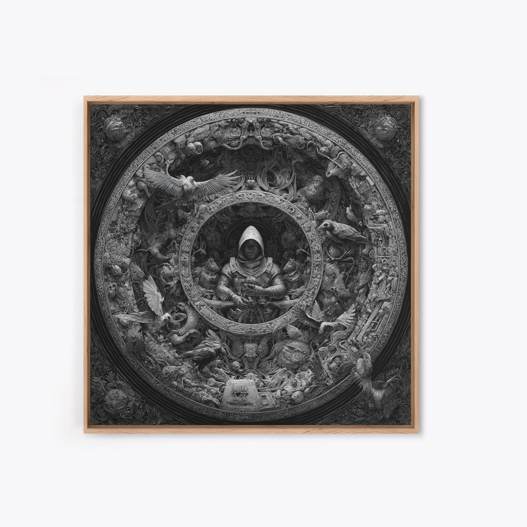 The Cemetery Beekeeper, Biomechanical Horror Art, Square Wall Art, Dark Halloween Decor, Canvas Print, Halloween Wall Art, Macabre Wall Art