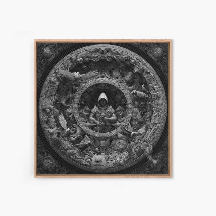 The Cemetery Beekeeper, Biomechanical Horror Art, Square Wall Art, Dark Halloween Decor, Canvas Print, Halloween Wall Art, Macabre Wall Art