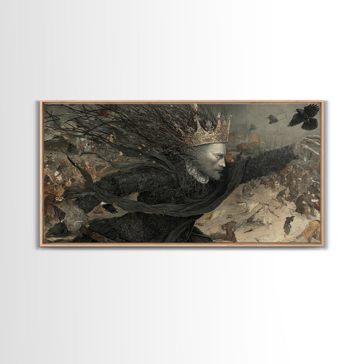 The Thorn-Crowned King, Northern Renaissance Horror, Wide Panoramic Art, Macabre Wall Art, Canvas Print, Halloween Wall Art