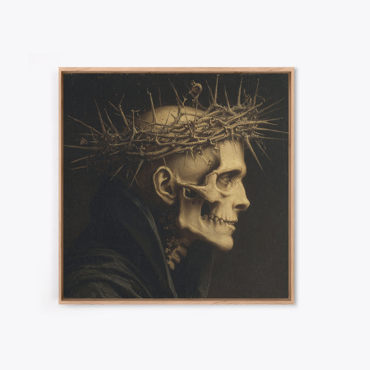 The Thorn-Crowned King, Danse Macabre Art, Square Wall Art, Gothic Horror Wall Art, Framed Canvas Print