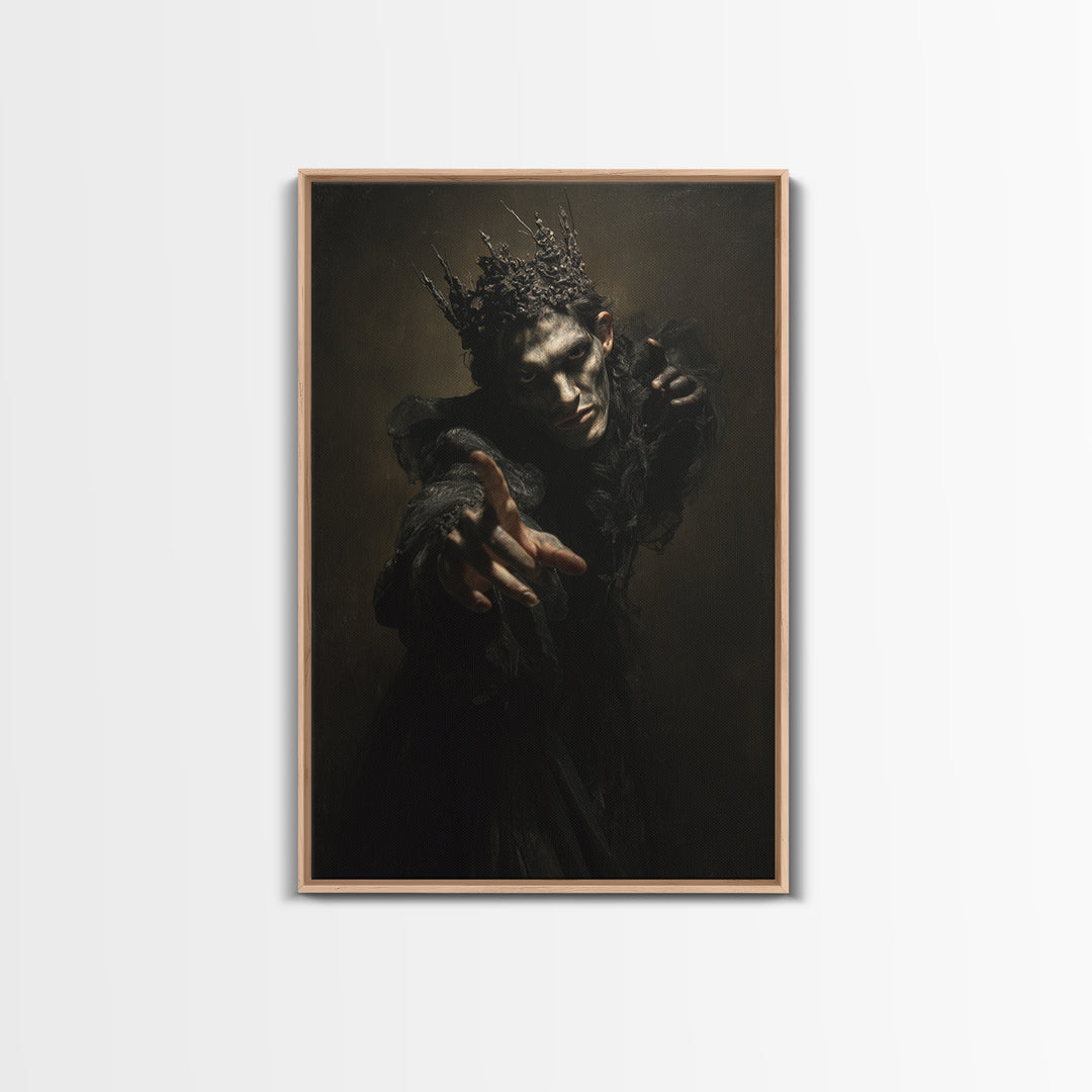 The Thorn-Crowned King, Dark Romantic Horror Art, Vertical Wall Art, Dark Fantasy Wall Art, Canvas Print, Halloween Wall Art