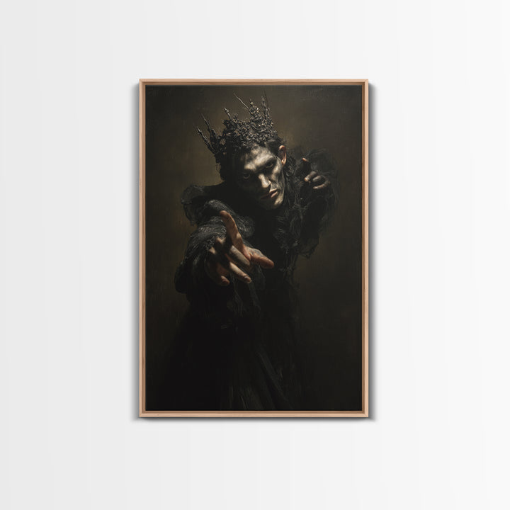 The Thorn-Crowned King, Dark Romantic Horror Art, Vertical Wall Art, Dark Fantasy Wall Art, Canvas Print, Halloween Wall Art