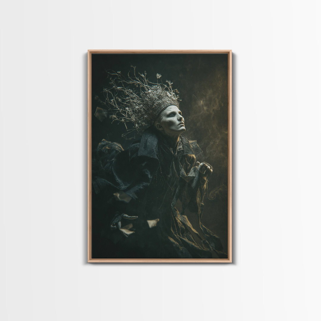 The Thorn-Crowned King, Gothic Nightmare Art, Vertical Wall Art, Dark Fantasy Wall Art, Framed Canvas Print, Halloween Wall Art