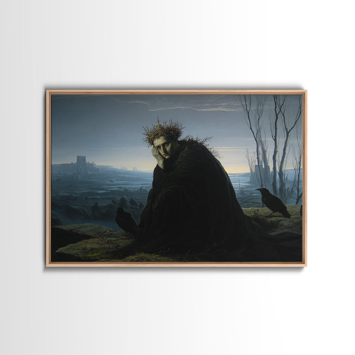 The Thorn-Crowned King, Romantic Gothic Landscape, Landscape Wall Art, Dark Halloween Decor, Canvas Print, Halloween Wall Art