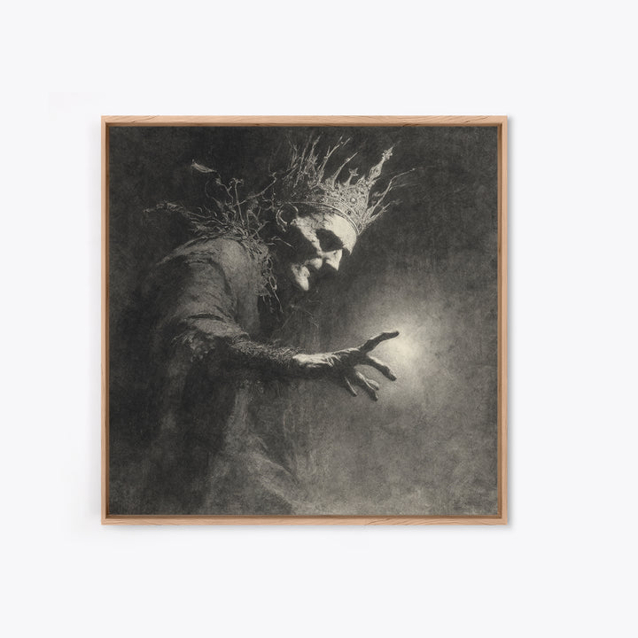 The Thorn-Crowned King, Symbolist Dream Art, Square Wall Art, Dark Halloween Decor, Canvas Print, Halloween Wall Art