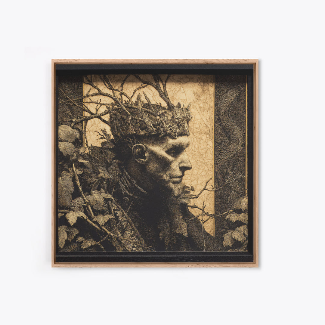 The Thorn-Crowned King, Dark Symbolist Art, Square Wall Art, Gothic Horror Wall Art, Canvas Print, Halloween Wall Art