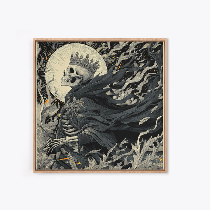 The Thorn-Crowned King, Macabre Folk Print Art, Square Wall Art, Gothic Horror Wall Art, Framed Canvas Print, Halloween Wall Art