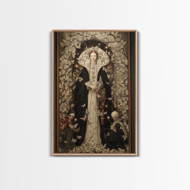 The Moth-Winged Empress, Danse Macabre Art, Vertical Wall Art, Gothic Horror Wall Art, Framed Canvas Print