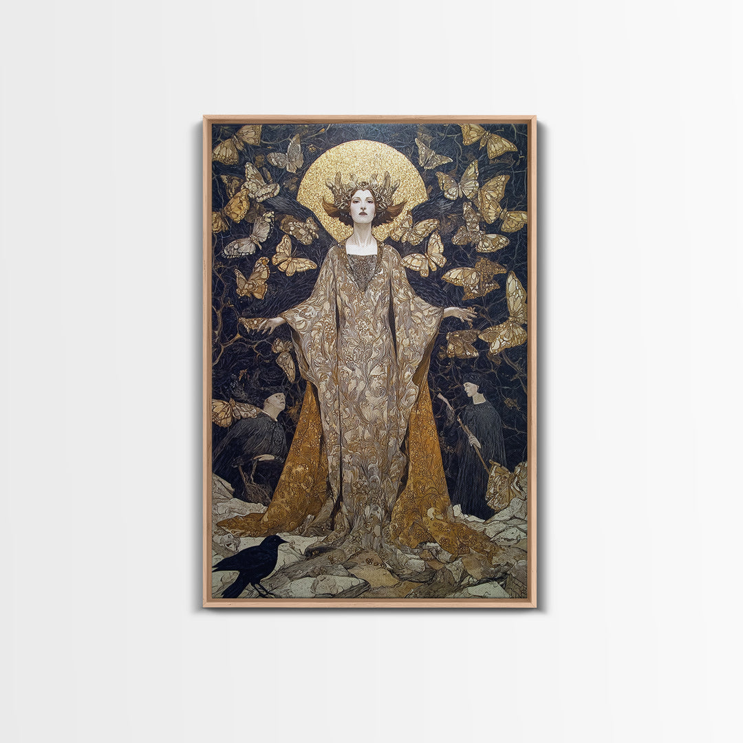 The Moth-Winged Empress, Symbolist Death Art, Vertical Wall Art, Dark Halloween Decor, Canvas Print, Halloween Wall Art