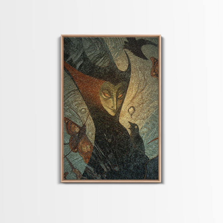 The Moth-Winged Empress, Expressionist Gothic Art, Vertical Wall Art, Dark Halloween Decor, Canvas Print, Halloween Wall Art
