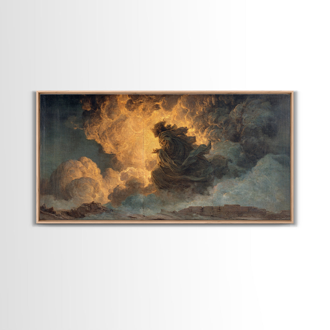 The Ash-Covered Oracle, Apocalyptic Romantic Art, Wide Panoramic Art, Gothic Horror Wall Art, Framed Canvas Print, Halloween Wall Art