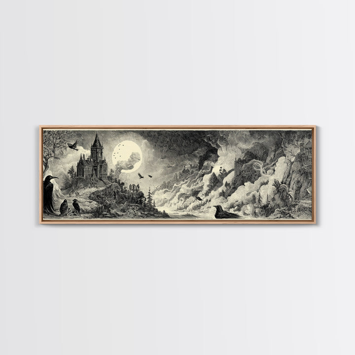 The Ash-Covered Oracle, Victorian Macabre Art, Extra Wide Wall Art, Macabre Wall Art, Canvas Print, Halloween Wall Art, Halloween Decor
