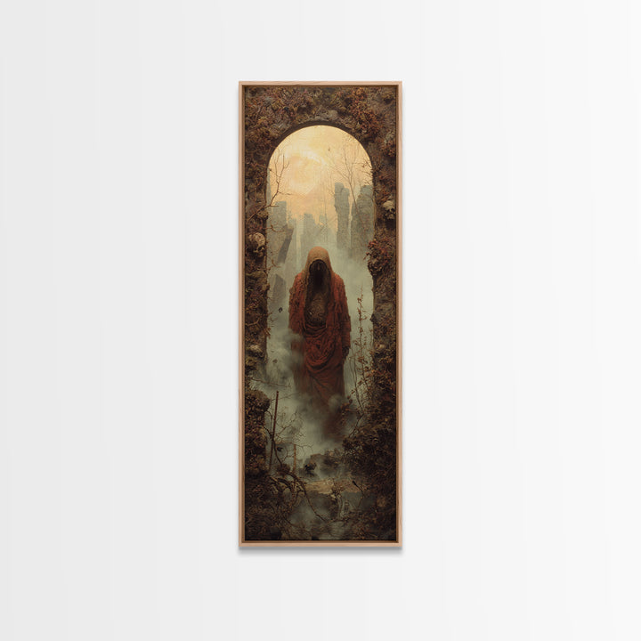 The Ash-Covered Oracle, Surreal Apocalyptic Art, Tall Narrow Wall Art, Gothic Horror Wall Art, Canvas Print, Halloween Wall Art