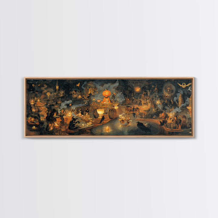 The Pumpkin-Headed Tea Merchant, Medieval Grotesque Art, Extra Wide Wall Art, Gothic Horror Wall Art, Canvas Print