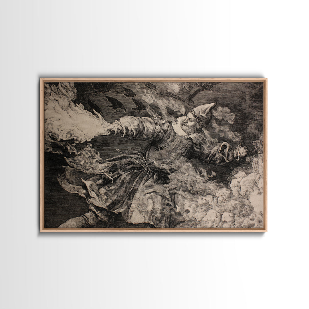 The Ghost Bakery, Renaissance Engraving Art, Landscape Wall Art, Gothic Horror Wall Art, Framed Canvas Print, Halloween Wall Art