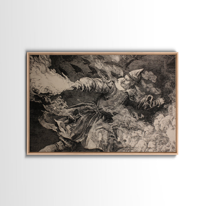 The Ghost Bakery, Renaissance Engraving Art, Landscape Wall Art, Gothic Horror Wall Art, Framed Canvas Print, Halloween Wall Art