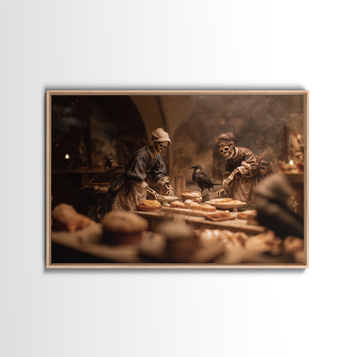 The Ghost Bakery, Danse Macabre Art, Landscape Wall Art, Dark Halloween Decor, Framed Canvas Print, Halloween Wall Art