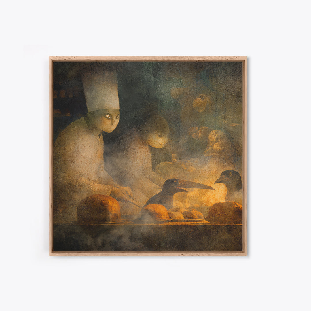 The Ghost Bakery, Symbolist Dream Art, Square Wall Art, Gothic Horror Wall Art, Canvas Print, Halloween Wall Art, Seasonal Home Decor