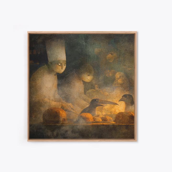 The Ghost Bakery, Symbolist Dream Art, Square Wall Art, Gothic Horror Wall Art, Canvas Print, Halloween Wall Art, Seasonal Home Decor