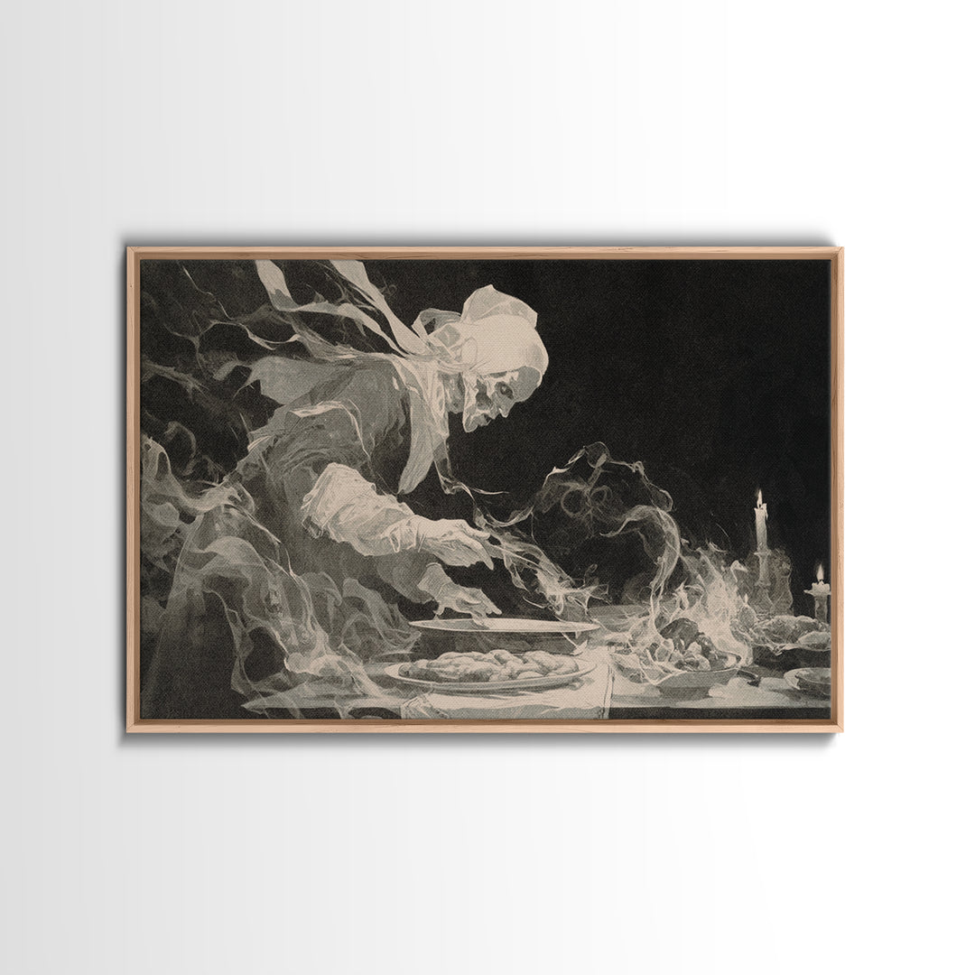 The Ghost Bakery, Decadent Gothic Art, Landscape Wall Art, Macabre Wall Art, Framed Canvas Print, Halloween Wall Art