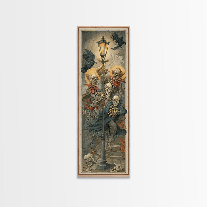 The Skeleton Barbershop Quartet, Dark Renaissance Art, Tall Narrow Wall Art, Gothic Horror Wall Art, Framed Canvas Print