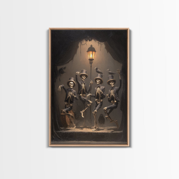 The Skeleton Barbershop Quartet, Dark Romantic Horror Art, Vertical Wall Art, Gothic Horror Wall Art, Canvas Print, Halloween Wall Art