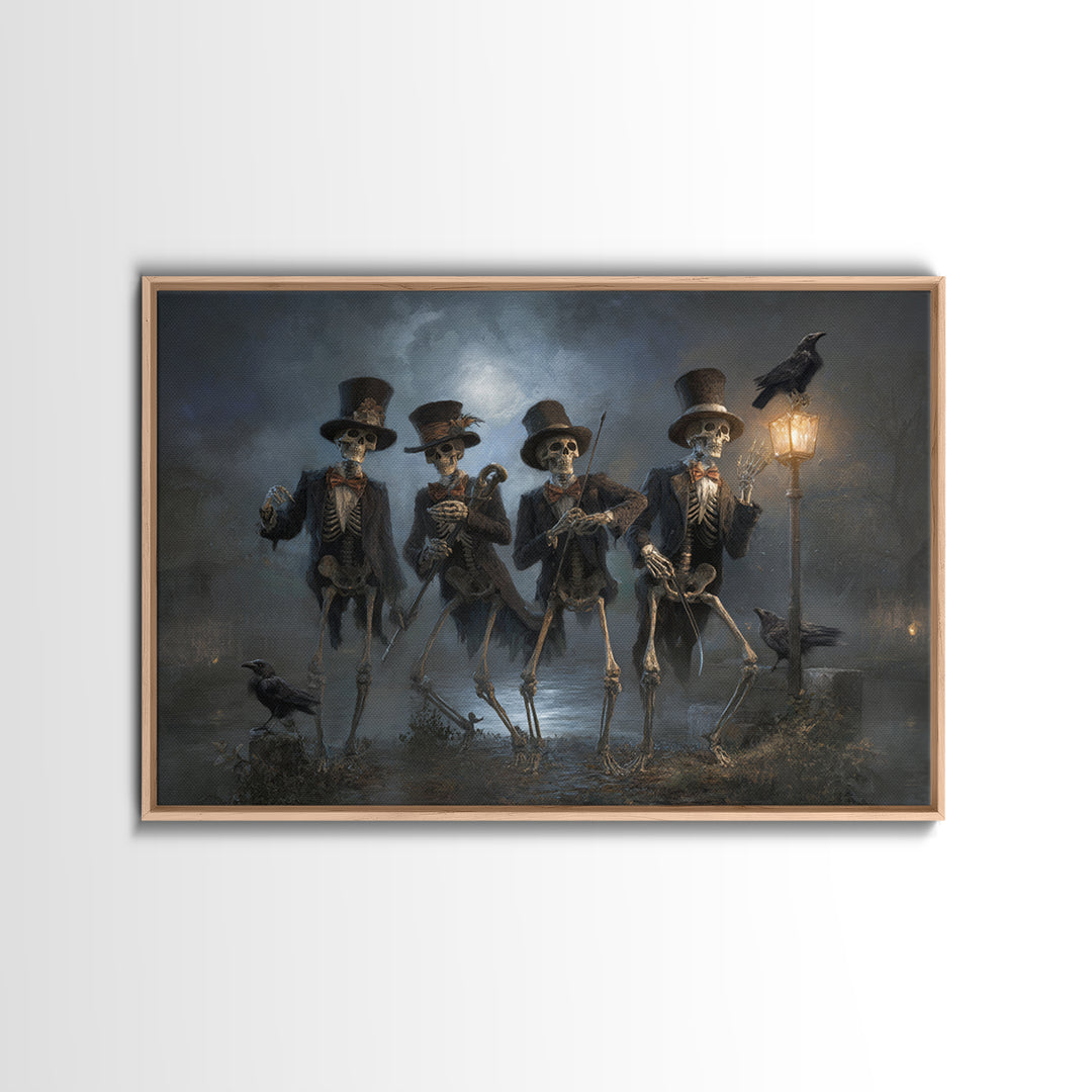 The Skeleton Barbershop Quartet, Symbolist Gothic Landscape, Landscape Wall Art, Dark Fantasy Wall Art, Framed Canvas Print