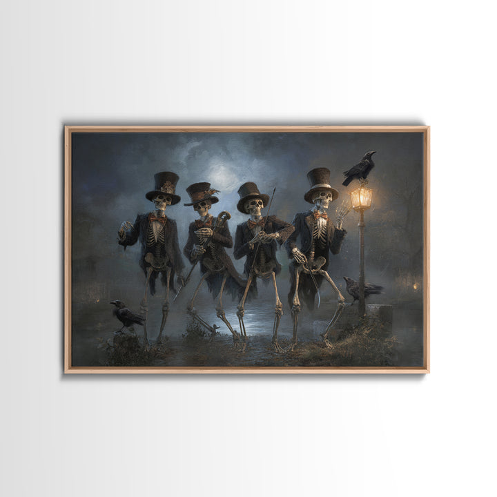 The Skeleton Barbershop Quartet, Symbolist Gothic Landscape, Landscape Wall Art, Dark Fantasy Wall Art, Framed Canvas Print