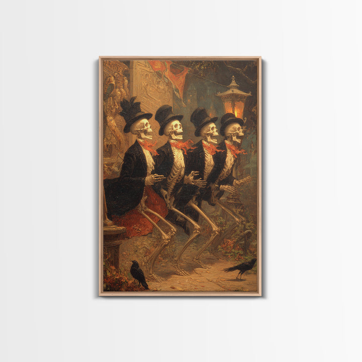 The Skeleton Barbershop Quartet, Ornate Symbolist Art, Vertical Wall Art, Macabre Wall Art, Canvas Print, Halloween Wall Art
