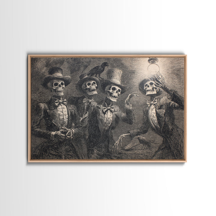 The Skeleton Barbershop Quartet, Expressionist Nightmare Art, Landscape Wall Art, Dark Halloween Decor, Canvas Print, Halloween Wall Art