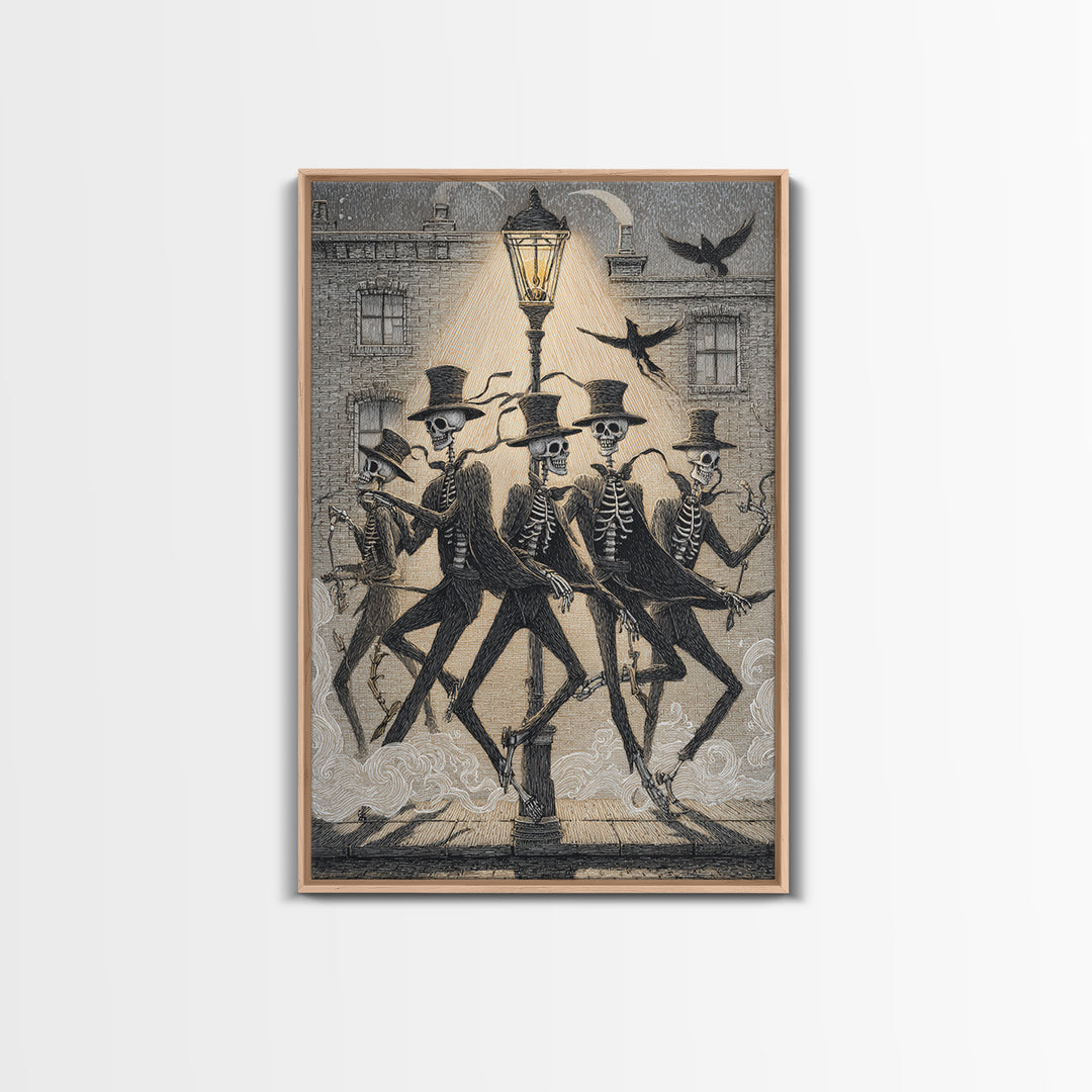 The Skeleton Barbershop Quartet, Victorian Macabre Art, Vertical Wall Art, Macabre Wall Art, Framed Canvas Print, Halloween Wall Art