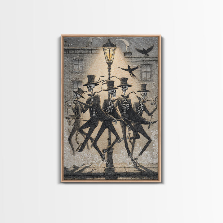 The Skeleton Barbershop Quartet, Victorian Macabre Art, Vertical Wall Art, Macabre Wall Art, Framed Canvas Print, Halloween Wall Art