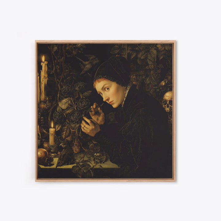 The Vampire Florist, Danse Macabre Art, Square Wall Art, Gothic Horror Wall Art, Framed Canvas Print, Halloween Wall Art