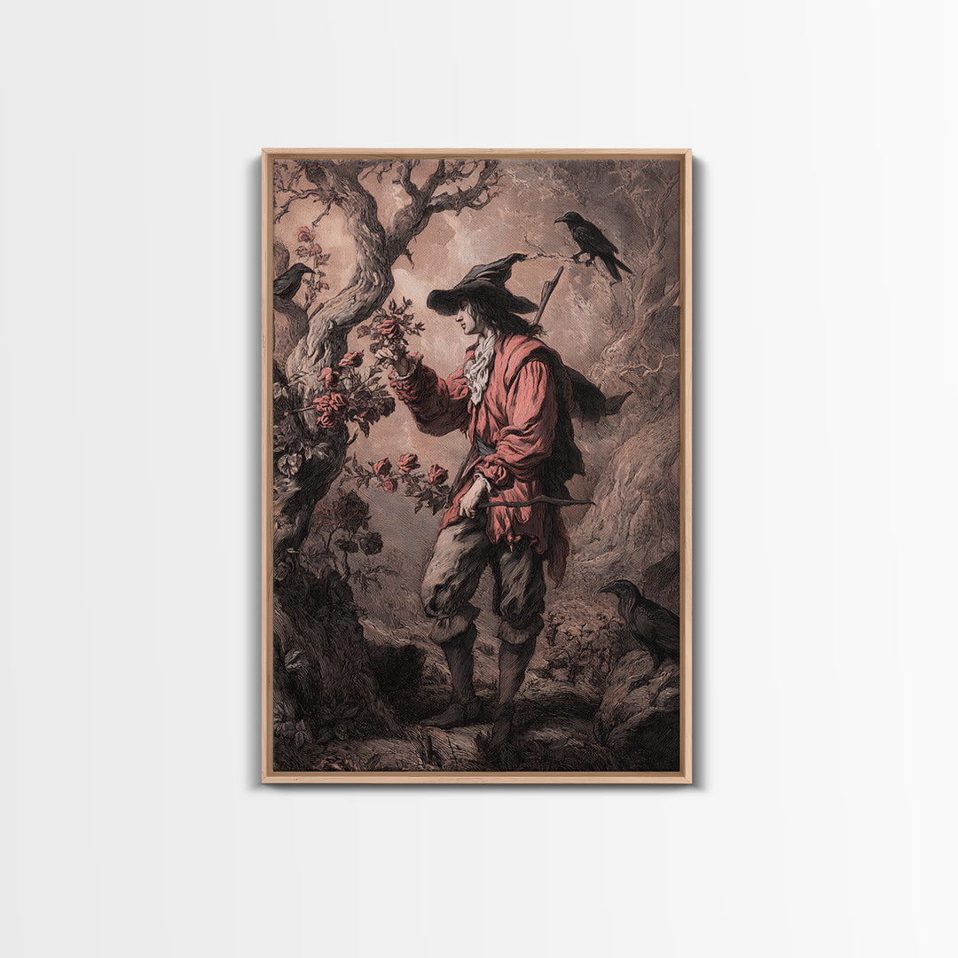 The Vampire Florist, Baroque Witchcraft Art, Vertical Wall Art, Macabre Wall Art, Canvas Print, Halloween Wall Art, Gothic Home Decor