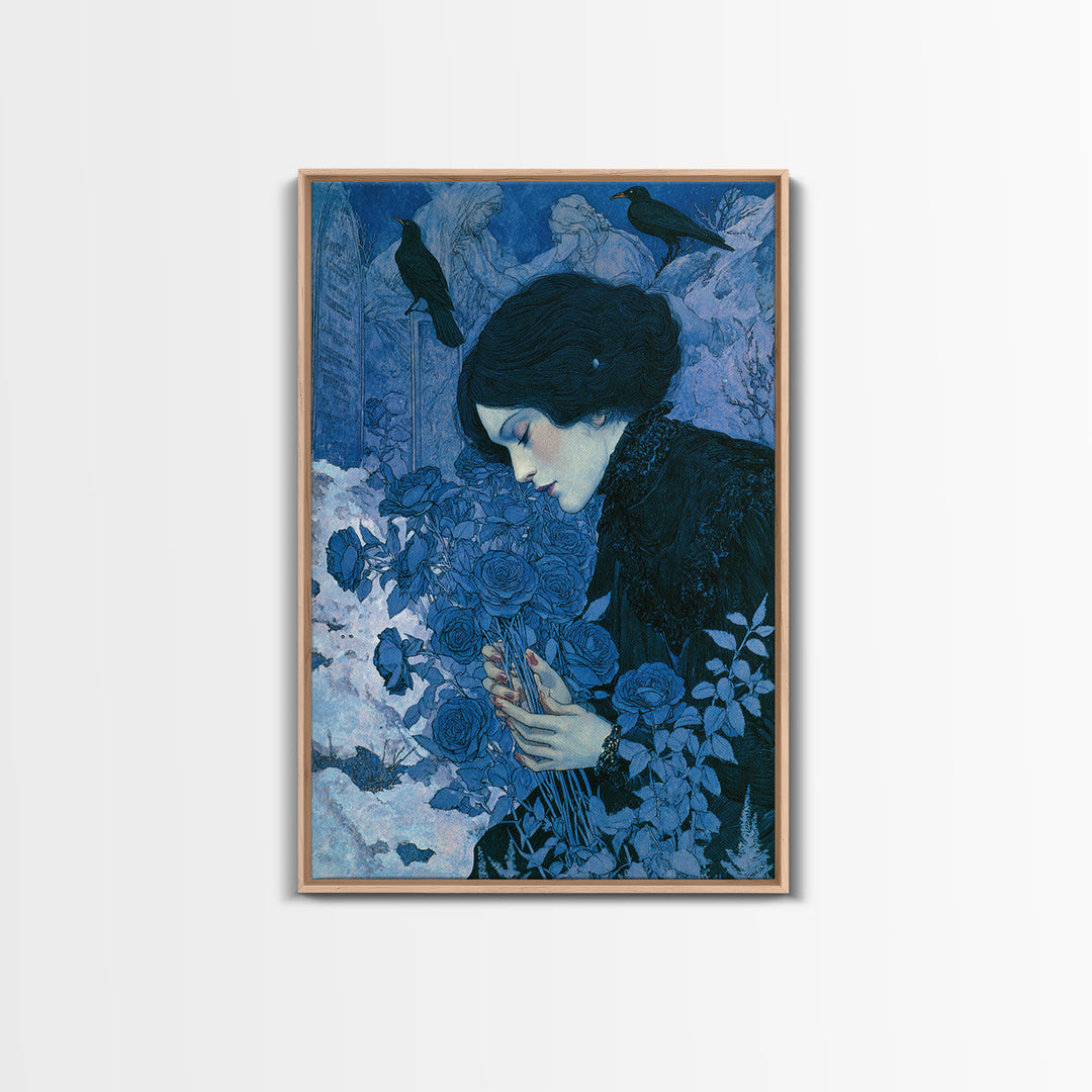 The Vampire Florist, Symbolist Death Art, Vertical Wall Art, Dark Fantasy Wall Art, Canvas Print, Halloween Wall Art