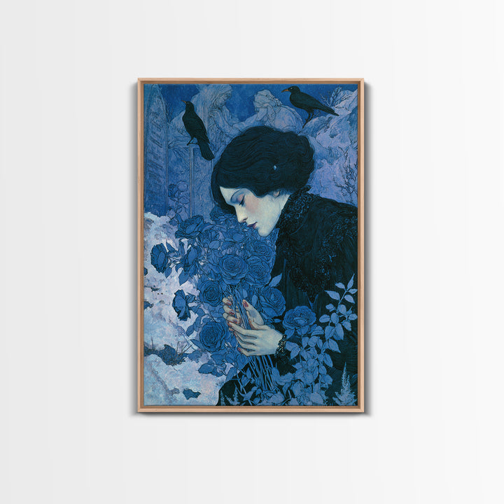 The Vampire Florist, Symbolist Death Art, Vertical Wall Art, Dark Fantasy Wall Art, Canvas Print, Halloween Wall Art