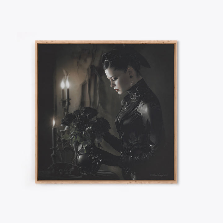 The Vampire Florist, Biomechanical Horror Art, Square Wall Art, Macabre Wall Art, Framed Canvas Print, Halloween Wall Art, Halloween Decor