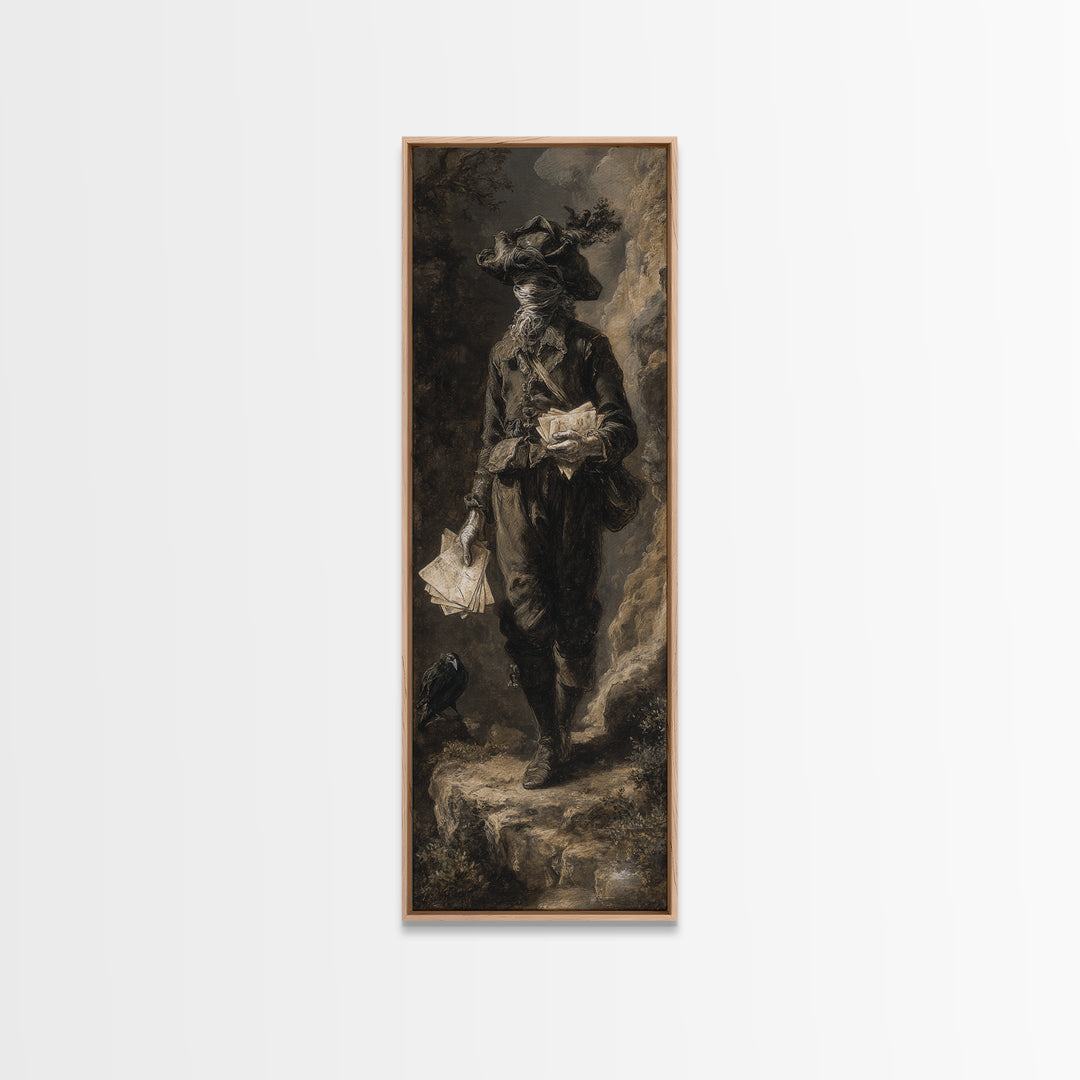 The Mummy Mail Carrier, Baroque Witchcraft Art, Tall Narrow Wall Art, Gothic Horror Wall Art, Canvas Print, Halloween Wall Art