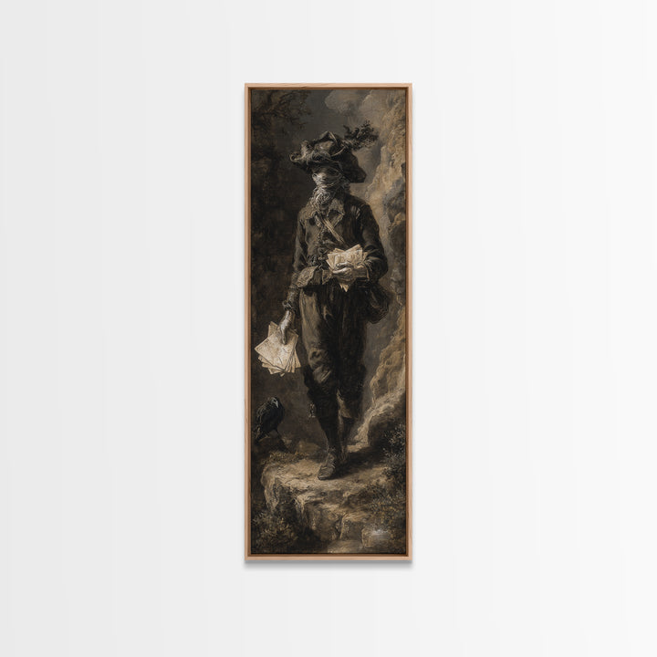 The Mummy Mail Carrier, Baroque Witchcraft Art, Tall Narrow Wall Art, Gothic Horror Wall Art, Canvas Print, Halloween Wall Art