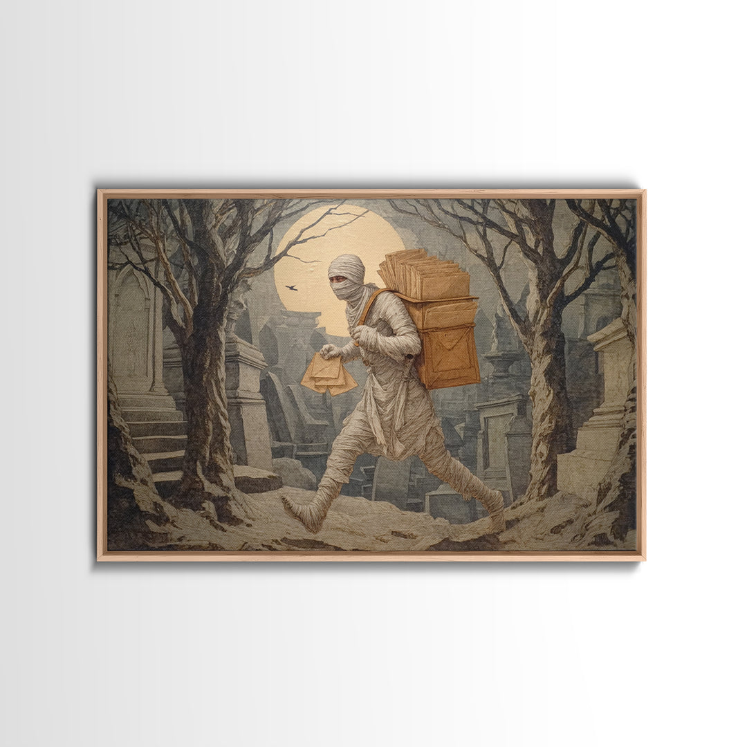 The Mummy Mail Carrier, Romantic Gothic Landscape, Landscape Wall Art, Dark Fantasy Wall Art, Canvas Print, Halloween Wall Art