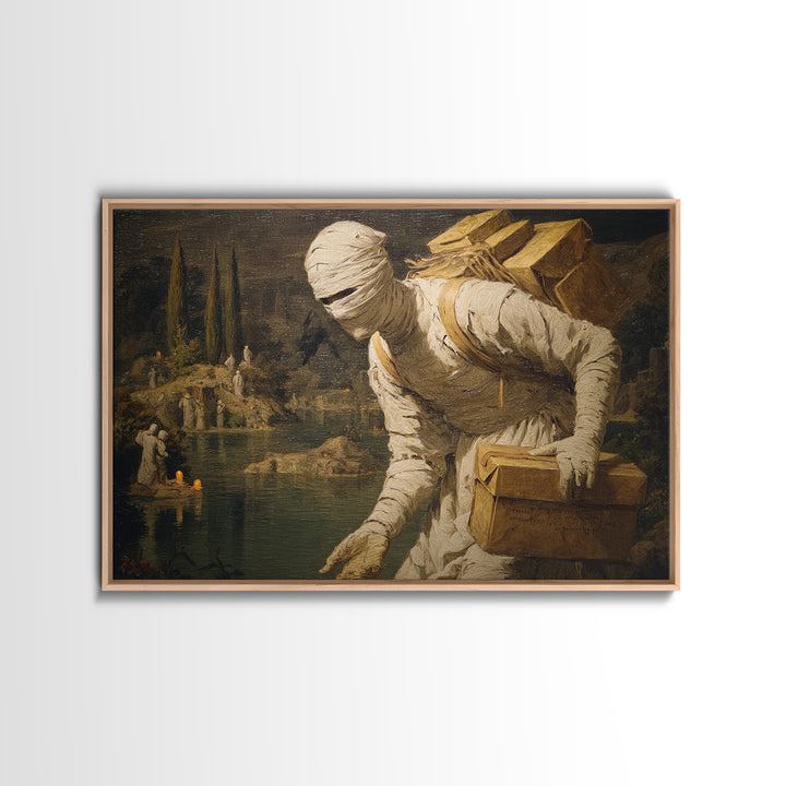 The Mummy Mail Carrier, Symbolist Gothic Landscape, Landscape Wall Art, Dark Fantasy Wall Art, Canvas Print, Halloween Wall Art