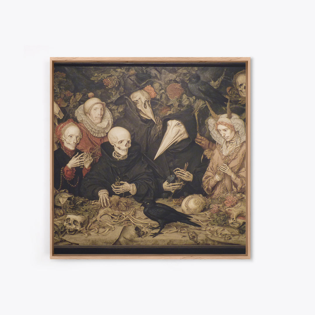 The Monster Family Portrait, Danse Macabre Art, Square Wall Art, Macabre Wall Art, Framed Canvas Print